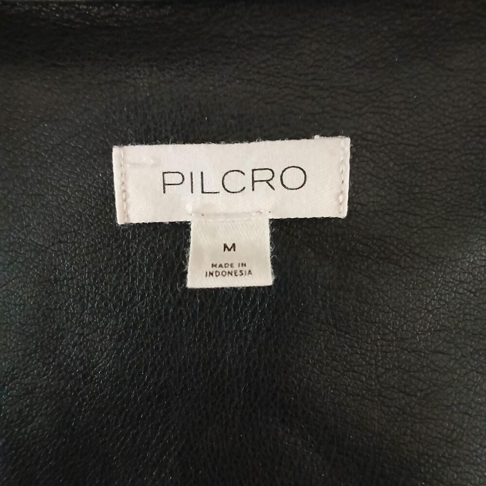 Pilcro Anthropologie Greer Faux Leather Midi Shirtdress Black M Edgy Streetwear - Picture 5 of 10